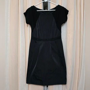 Theory Joena Contrasting Mini Sheath Dress, Mixed Fabric, Back Zipper, EUC!
